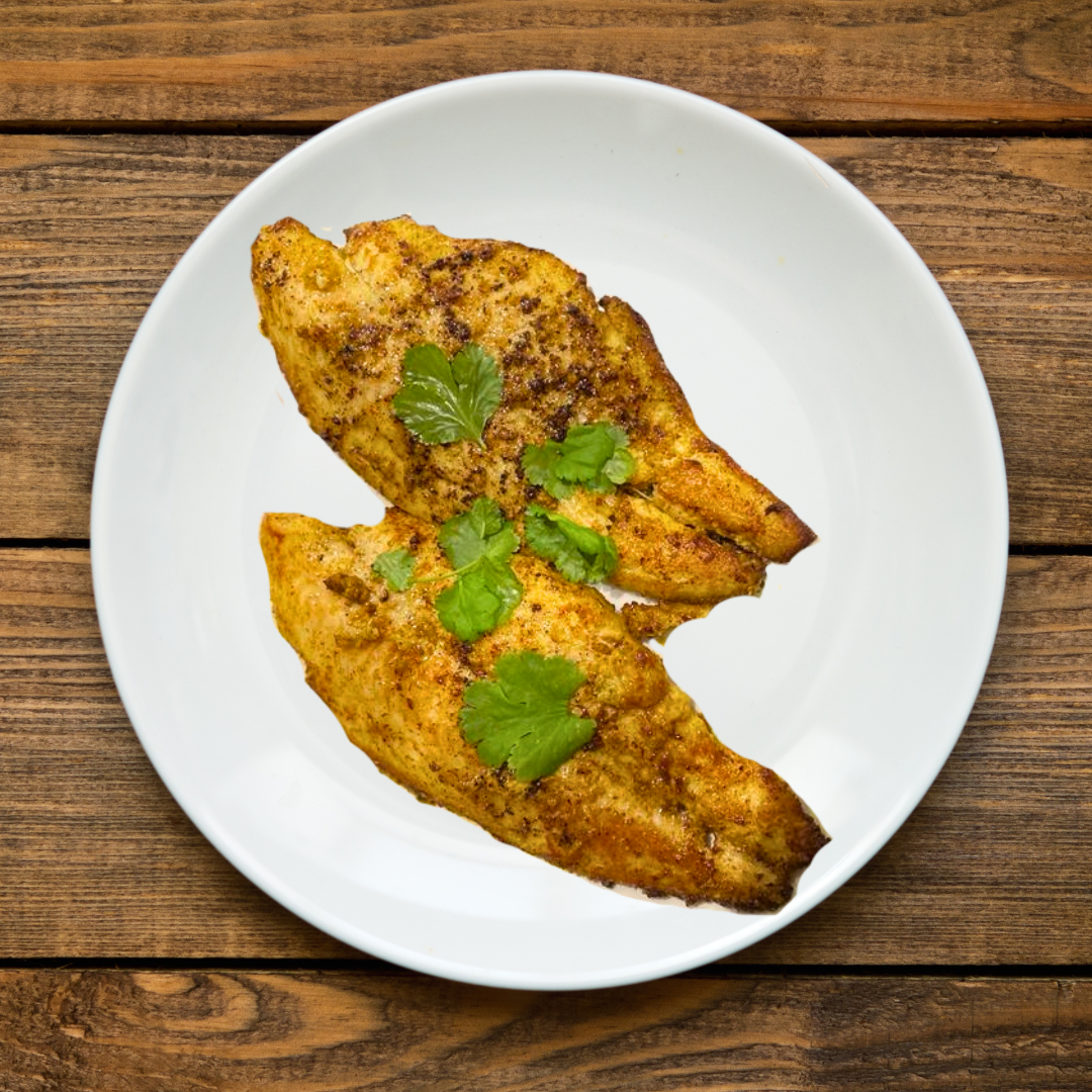 Chicken cooked in balti marinade.