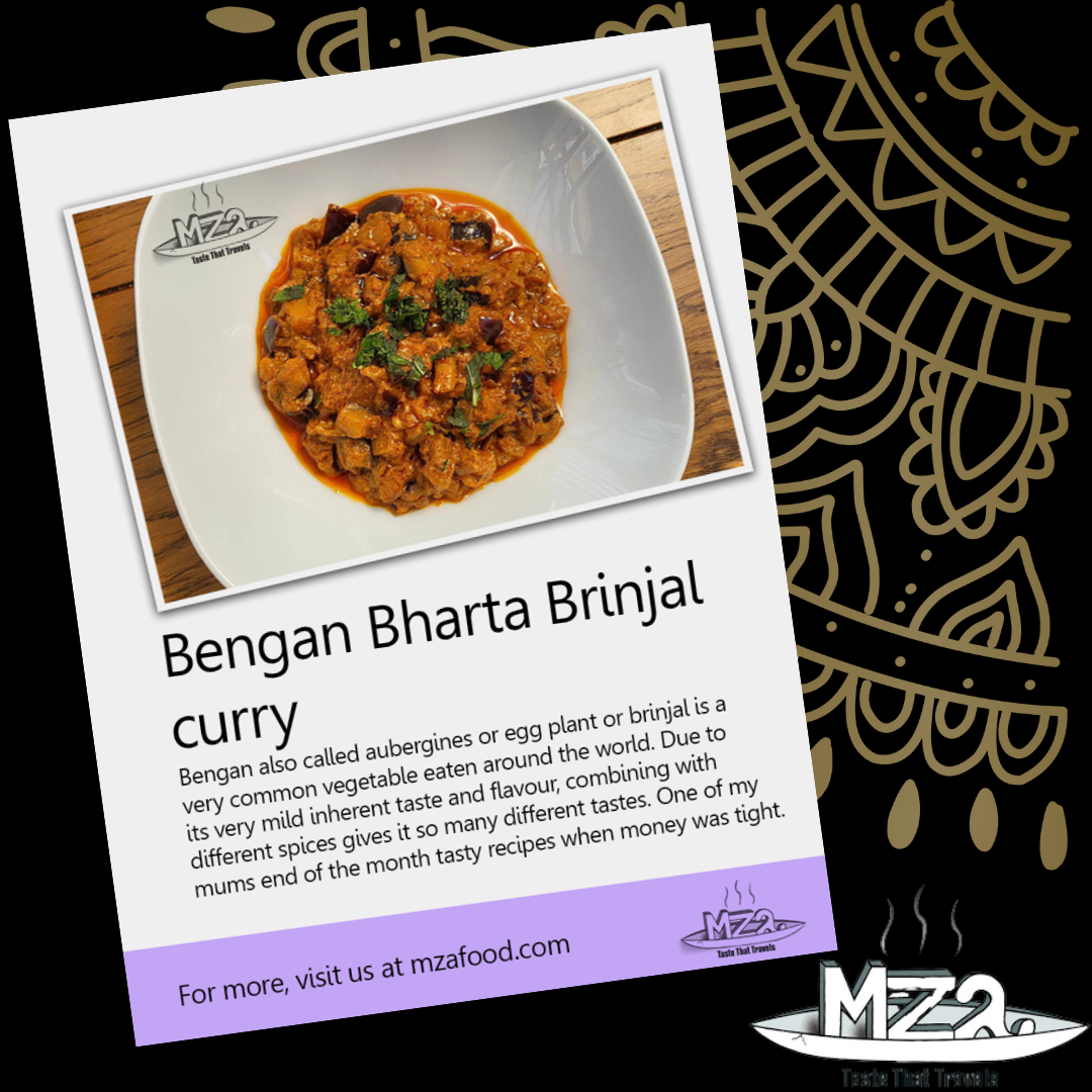 image of the Bengan Bharta Brinjal curry recipe card