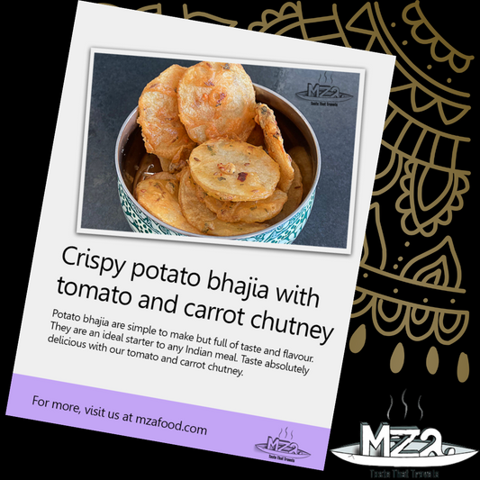image of the Crispy potato bhajia with tomato and carrot chutney recipe card