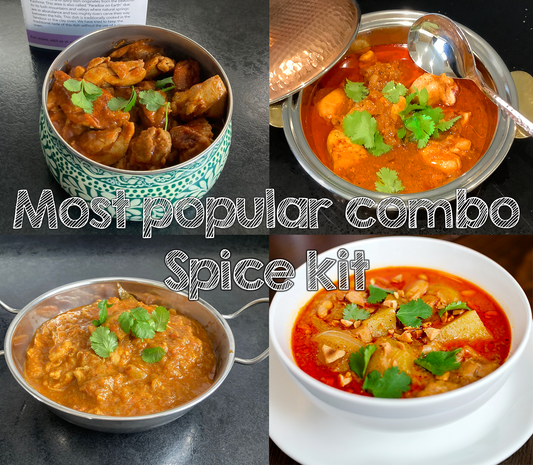 image showing 4 of the dishes available in the most popular spice kit