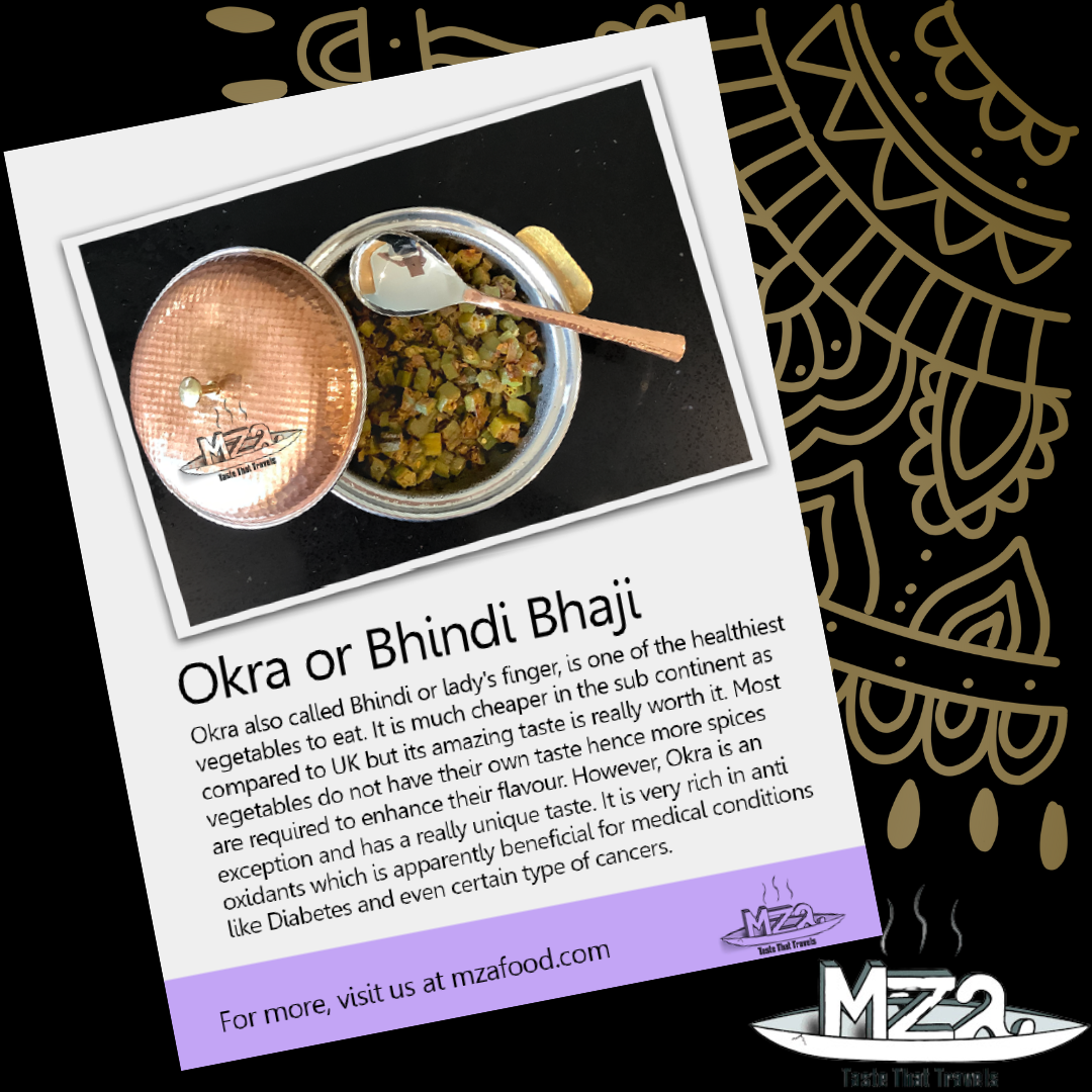 image of the Okra or bindi bhaji recipe card