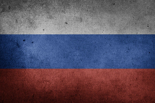 Russian flag with a degraded, grungy texture. 